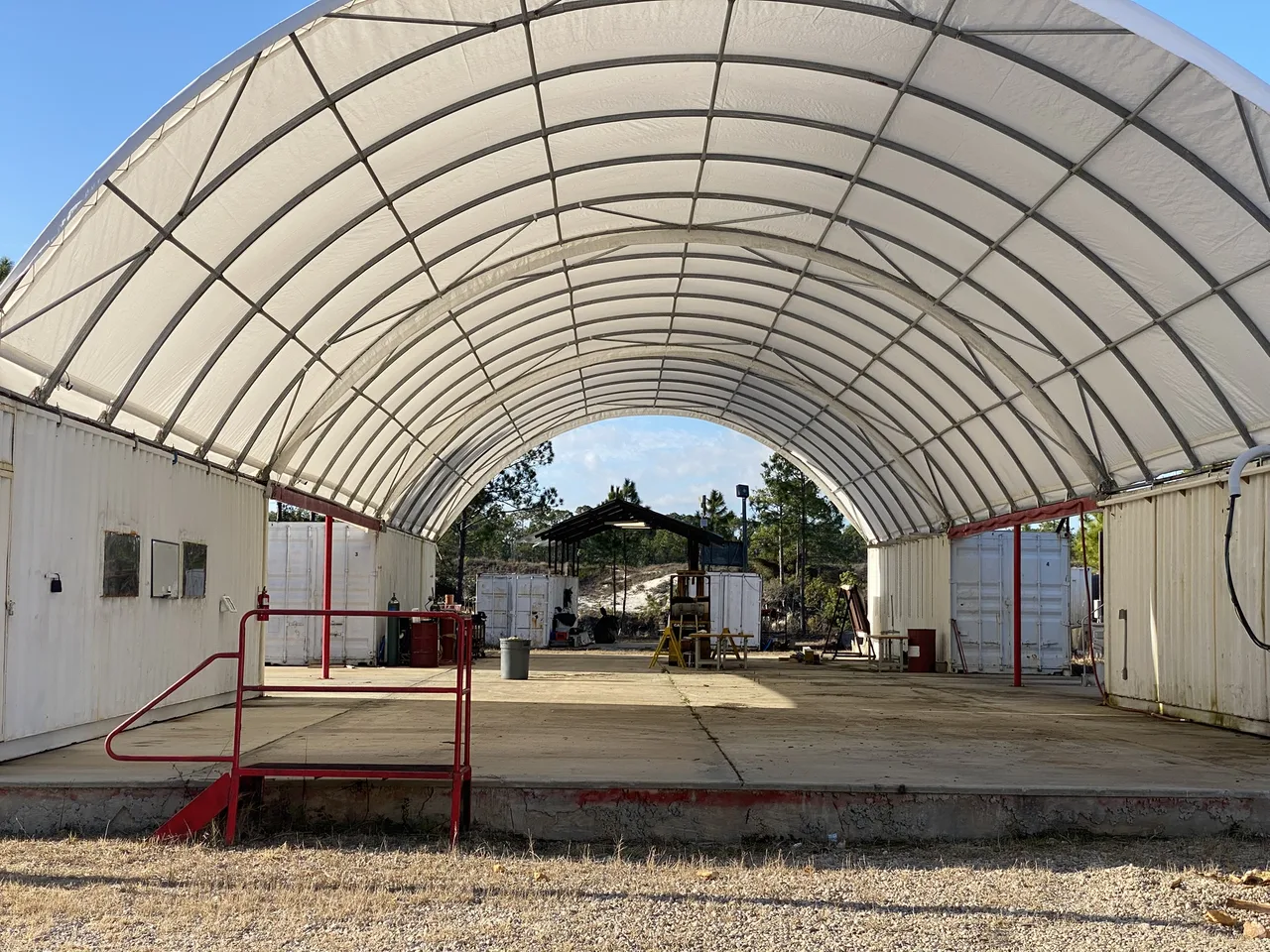 Covered fabrication bay at Gulf County Shipbuilding
